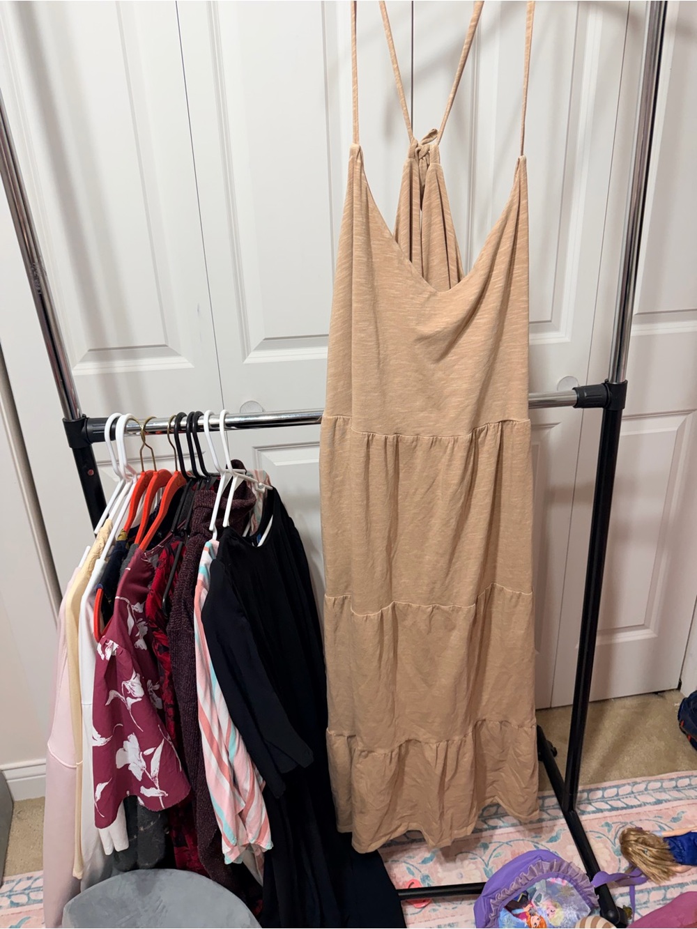 Old Navy Beige Tiered Spaghetti-Strap Maxi Dress